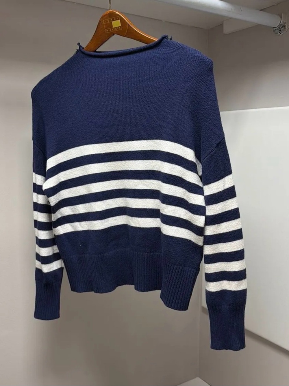 Navy & White Striped Knit Sweater